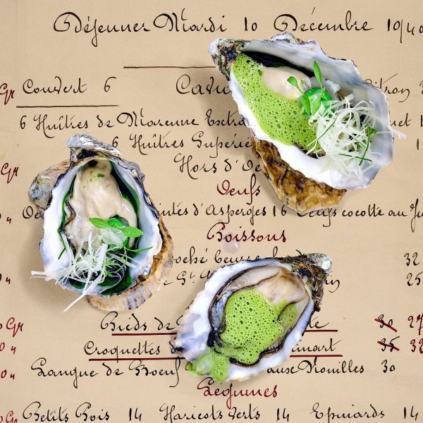 Culinary Timepieces „Huîtres vertes. 1940“: Austern auf einer historischen Speisekarte